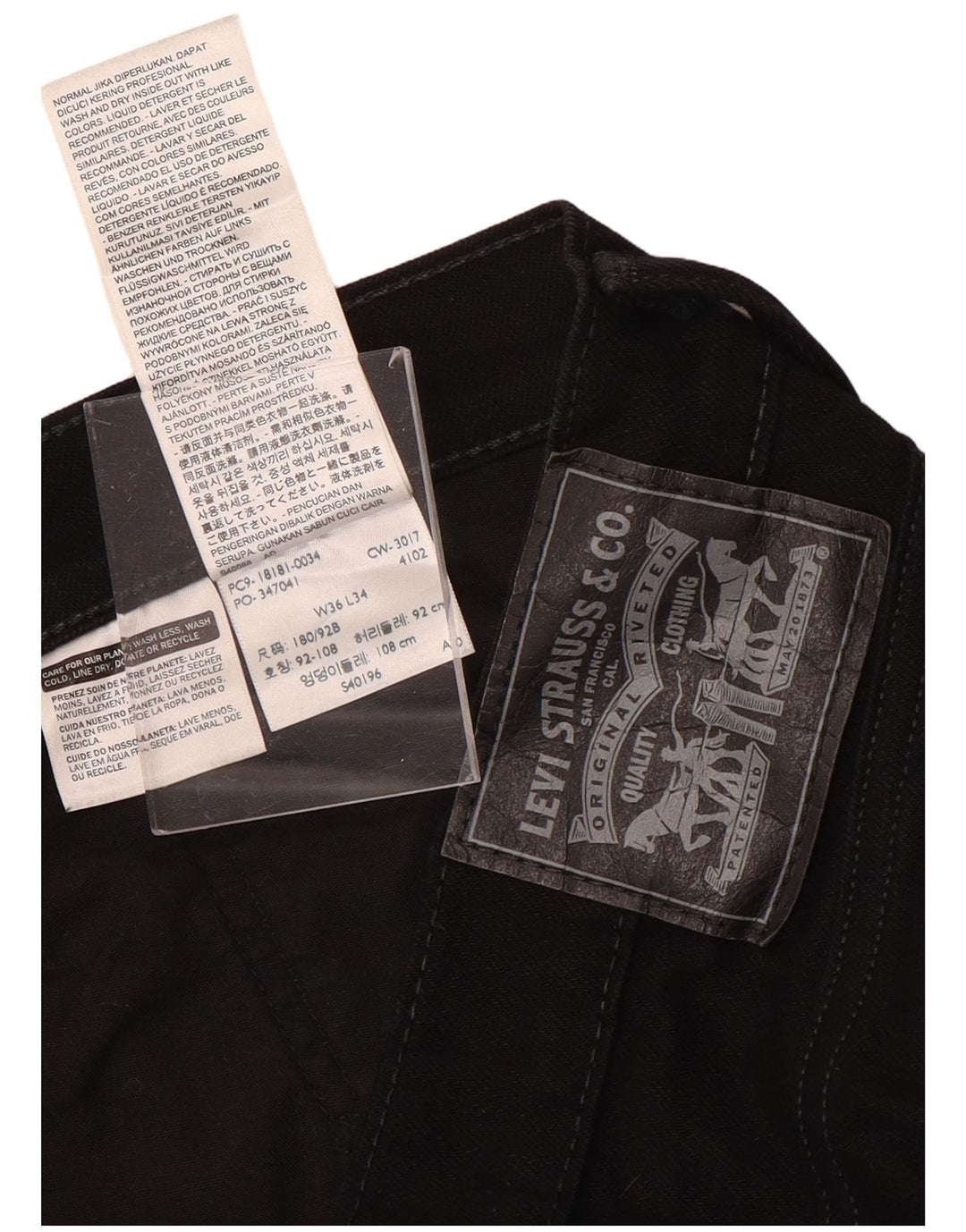 LEVI'S Vaqueros rectos para hombre W36 L34 Algodón negro