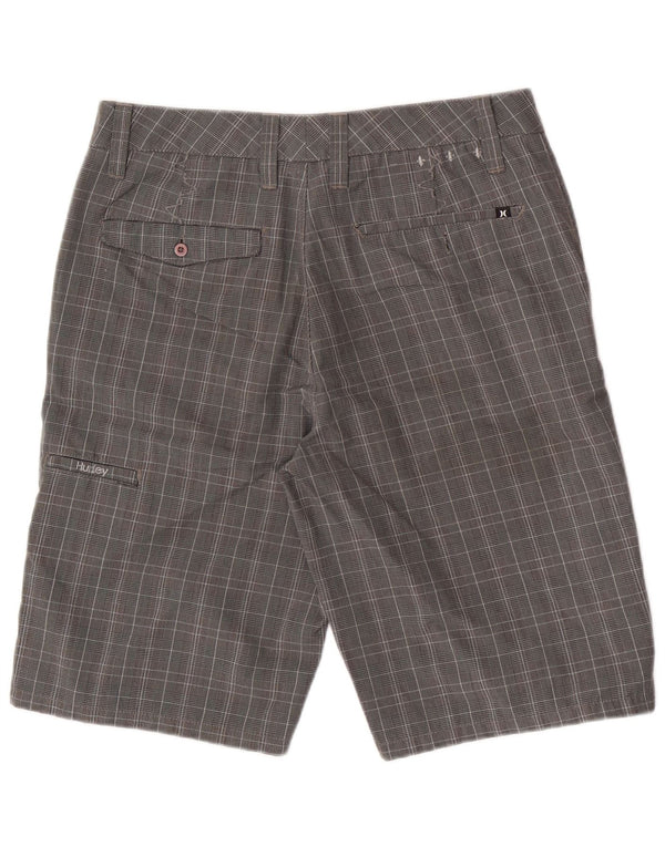 Hurley Shorts Cargo Para Hombre Medium W30 Poliéster A Cuadros Gris