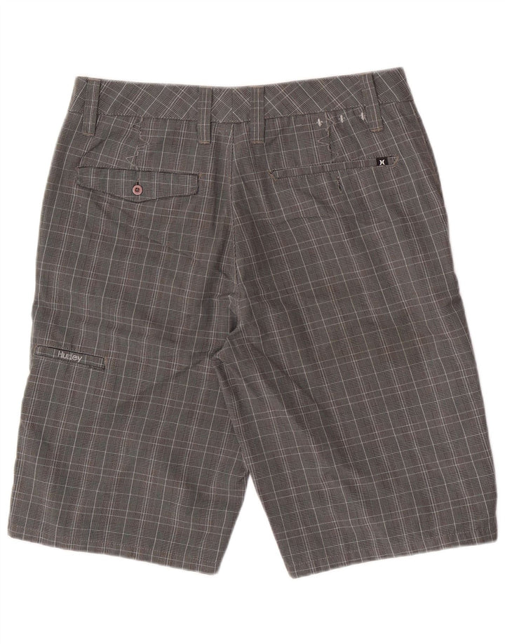 Hurley Shorts Cargo Para Hombre Medium W30 Poliéster A Cuadros Gris