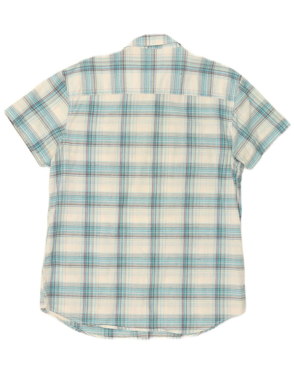 Wrangler Camisa De Franela De Manga Corta Para Hombre XL Algodón A Cuadros Azul
