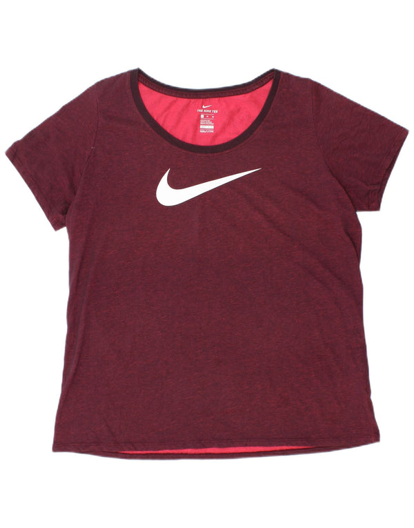 Nike Camiseta Dri Fit Graphic para Mujer UK 40 XL Algodón Burdeos