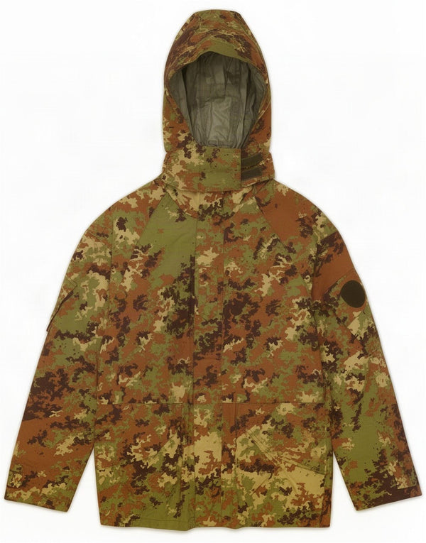 Chaqueta cortavientos con capucha vintage para hombre IT 52 XL Poliamida de camuflaje caqui