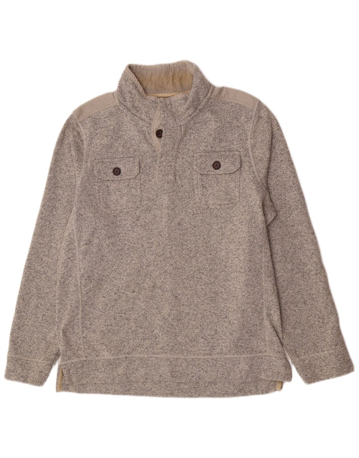 Sudadera con cuello abotonado para hombre Fat Face Jersey XL Poliéster moteado gris