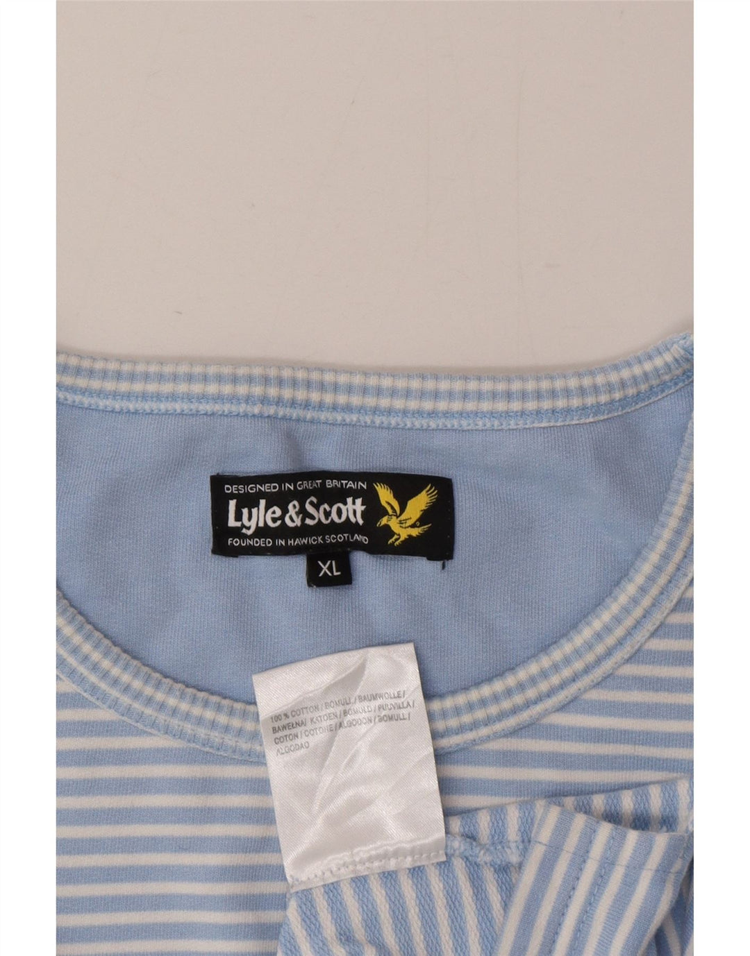 Lyle & Scott Camiseta de manga larga para hombre XL azul a rayas