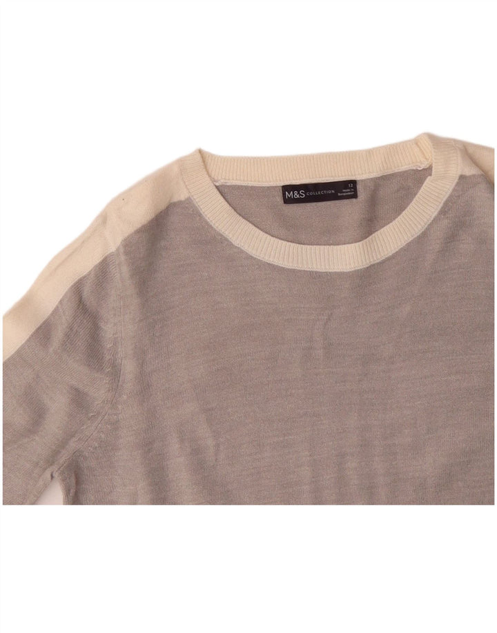 MARKS & SPENCER Suéter tipo jersey con cuello barco para mujer UK 40 Gris medio