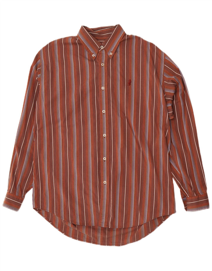 Camisa Marlboro Classics Hombre Grande Algodón A Rayas Marrón