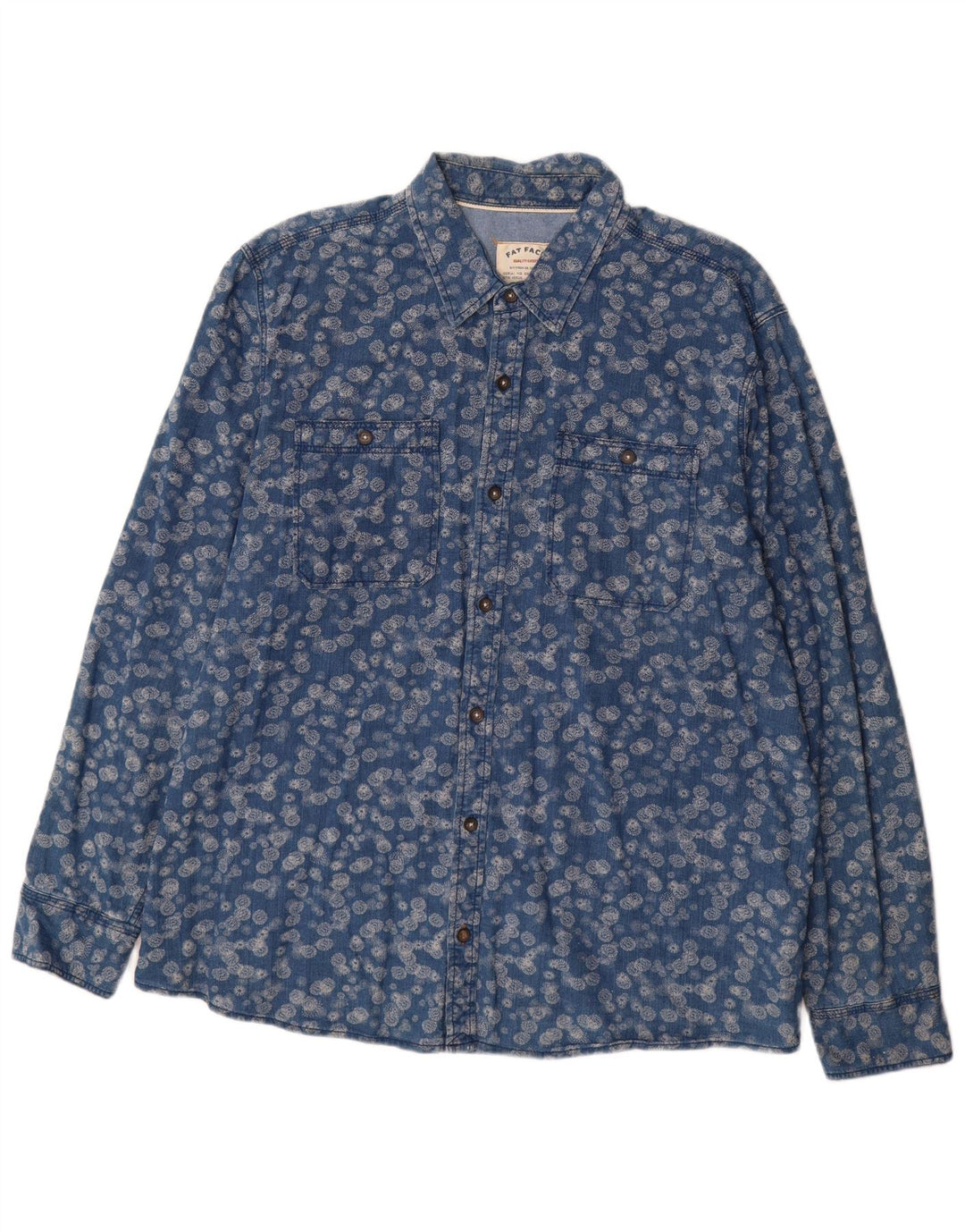 Camisa de hombre Fat Face 2XL Algodón floral azul