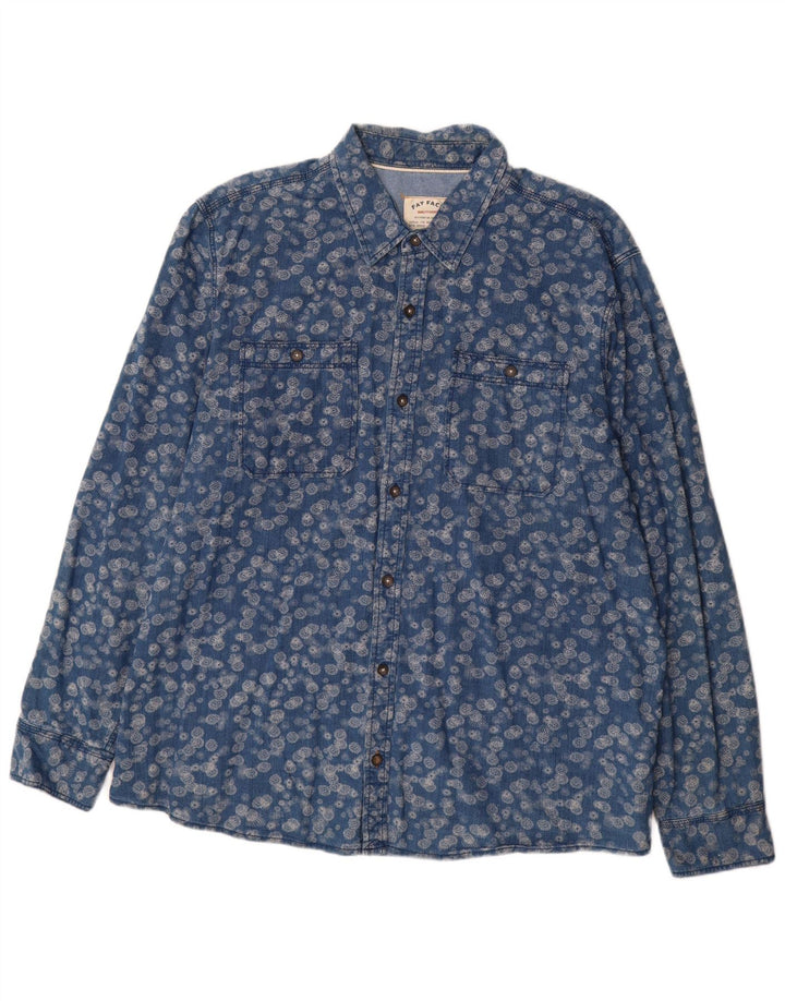Camisa de hombre Fat Face 2XL Algodón floral azul