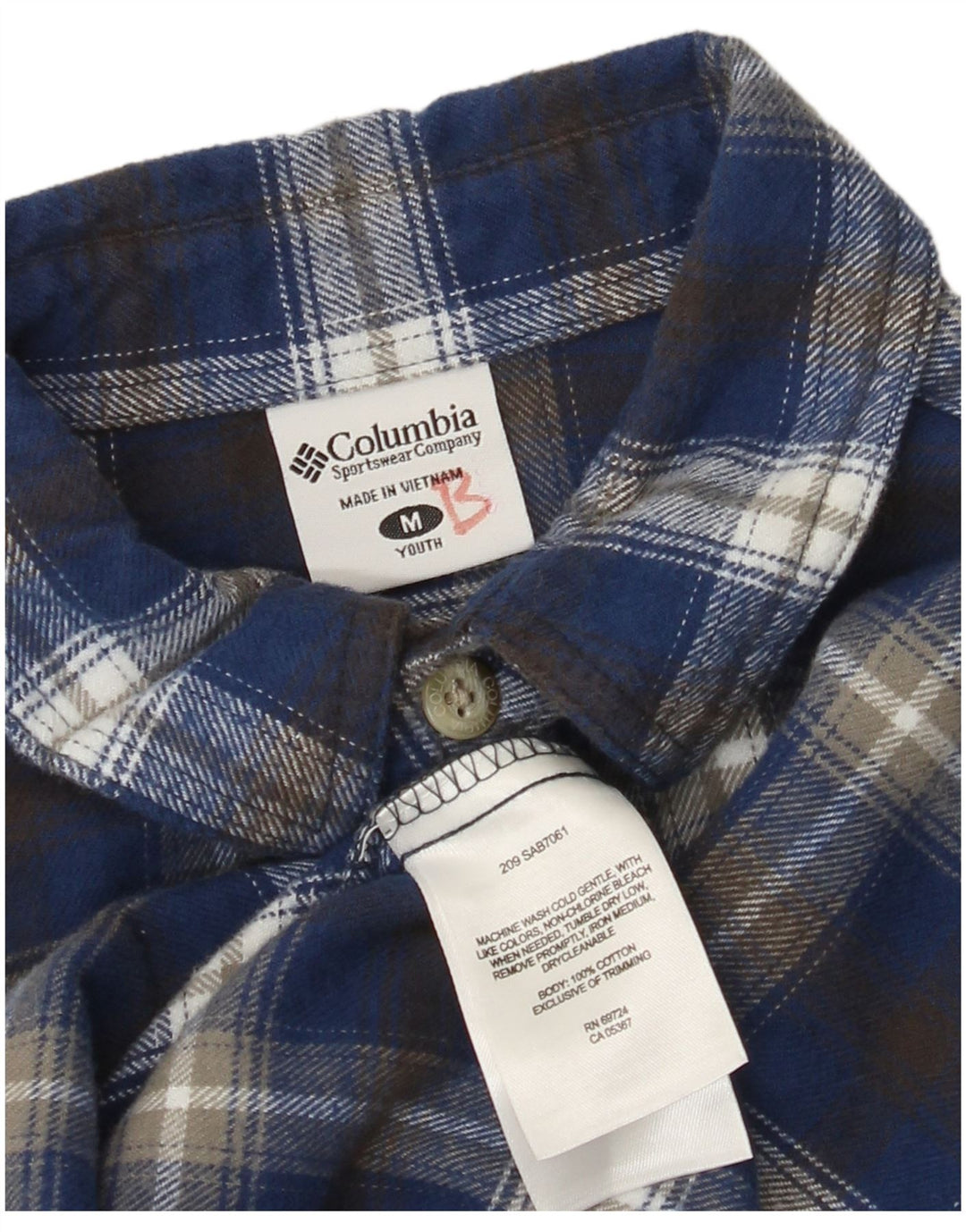 COLUMBIA Boys Flannel Shirt 10-11 Years Medium Blue Check Cotton