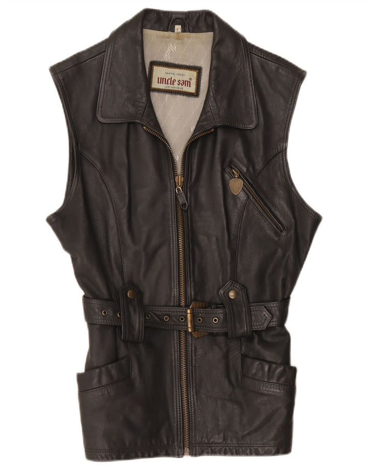 Chaleco de cuero para hombre Tío Sam Cuero negro grande