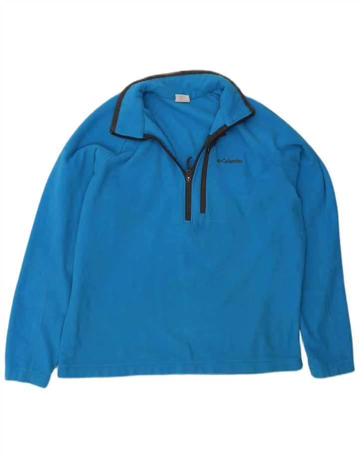 Columbia Jersey de forro polar con cremallera y cuello para hombre, poliéster azul grande