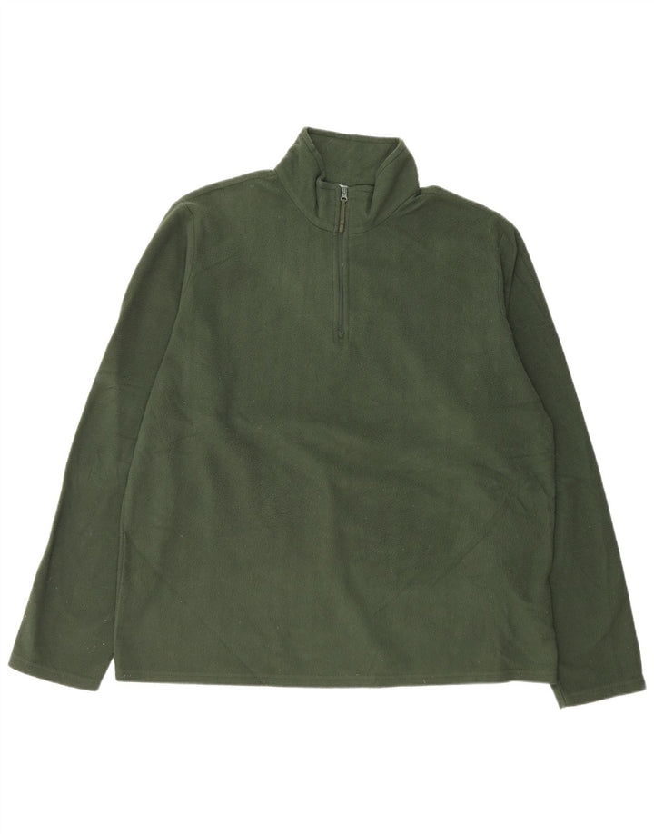 Mountain Warehouse Jersey de forro polar con cuello y cremallera para hombre XL Poliéster verde