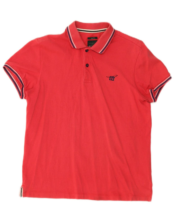 Henry Cottons Polo Slim Fit para hombre de algodón a rayas rojas medianas