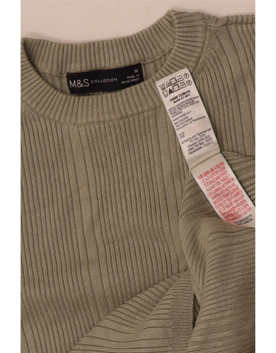 Marks & Spencer Top para mujer de manga larga UK 46 Large Viscosa caqui