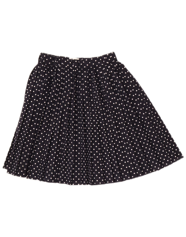 Vintage mujer mini falda plisada IT 42 Medio W26 Azul Marino Lunares