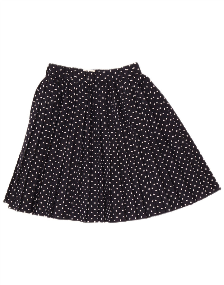 Vintage mujer mini falda plisada IT 42 Medio W26 Azul Marino Lunares