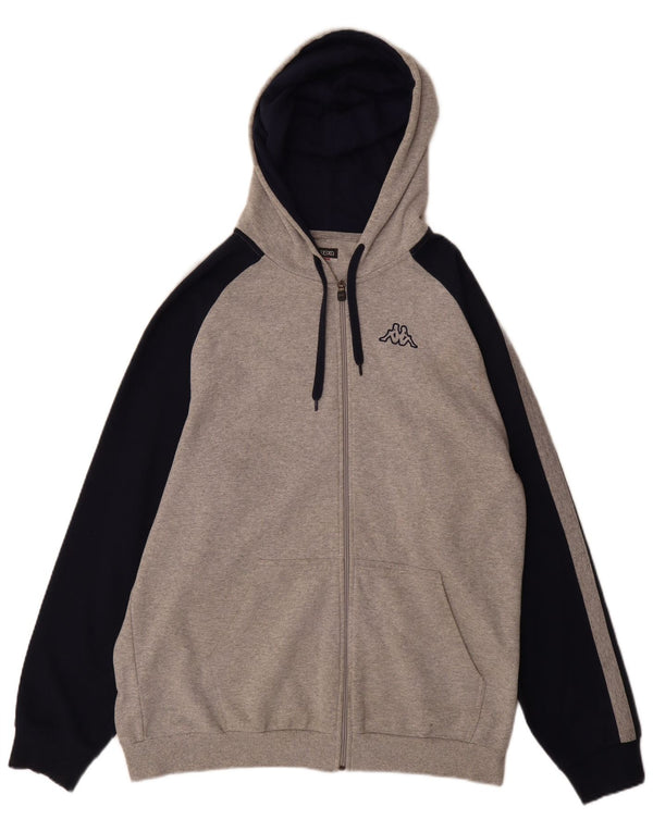 Kappa Sudadera con capucha y cremallera para hombre 2XL Gris Colorblock