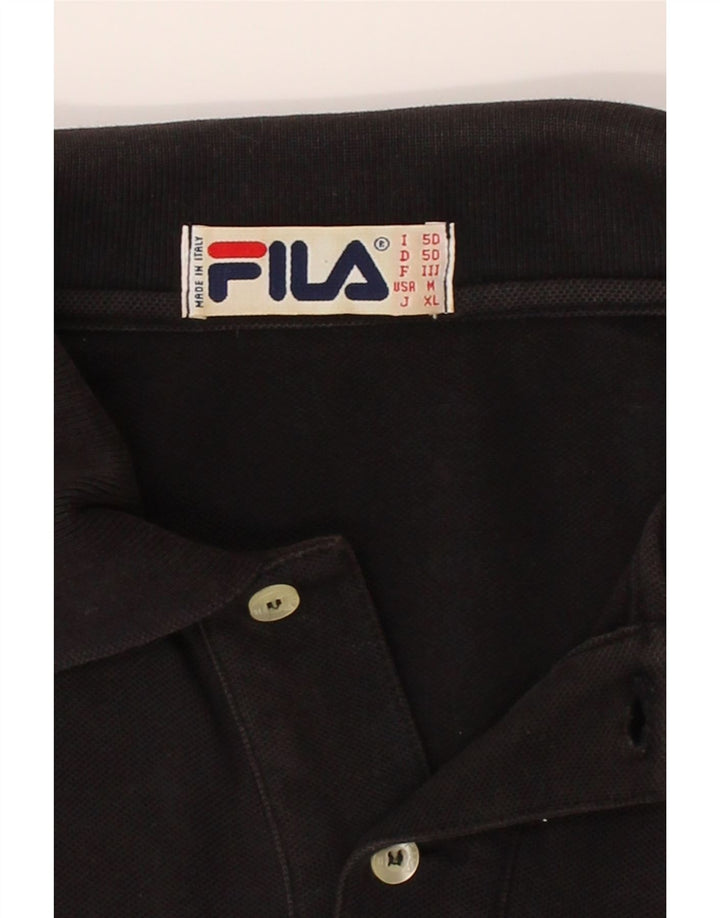 FILA Mens Polo Shirt IT 50 Medium Black Cotton Vintage Fila and Second-Hand Fila from Messina Hembry 