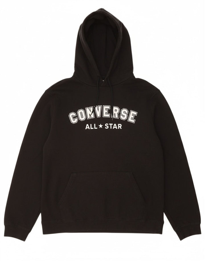 CONVERSE Mens Graphic Hoodie Jumper Medium Black Cotton