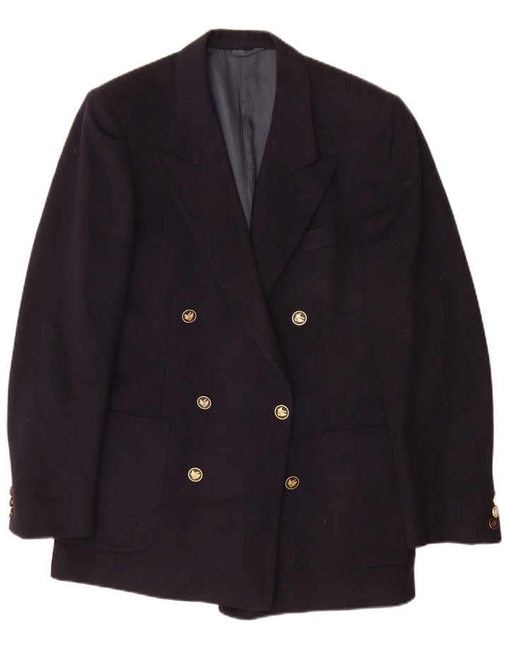 San Remo Chaqueta tipo blazer con doble botonadura para hombre IT 46 Small Lana azul marino
