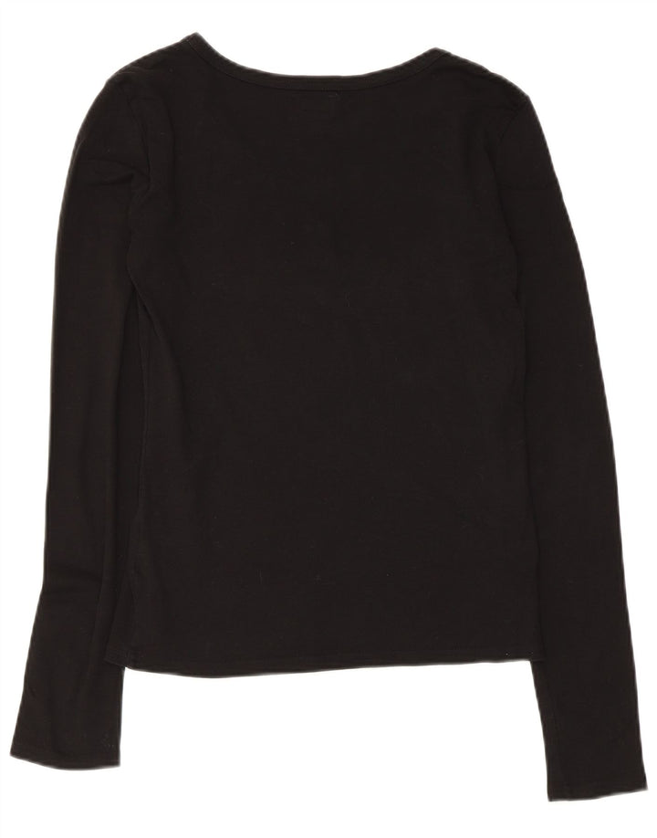 Armani Top gráfico para mujer de manga larga UK 12 Medium Black Cotton