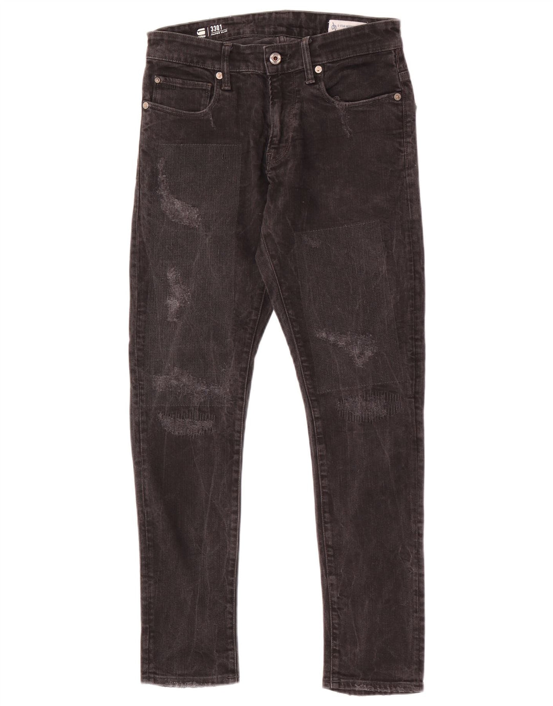 G-Star Hombre 3301 Vaqueros Super Slim Desgastados W28 L29 Negro