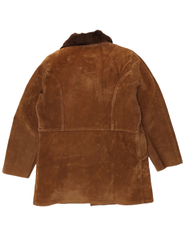 Vintage hombres Sherpa chaqueta Reino Unido 42 XL marrón