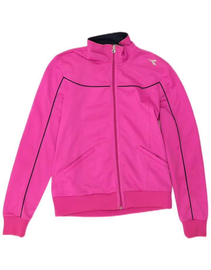 Diadora Chaqueta de chándal para mujer UK 44 Poliéster rosa medio