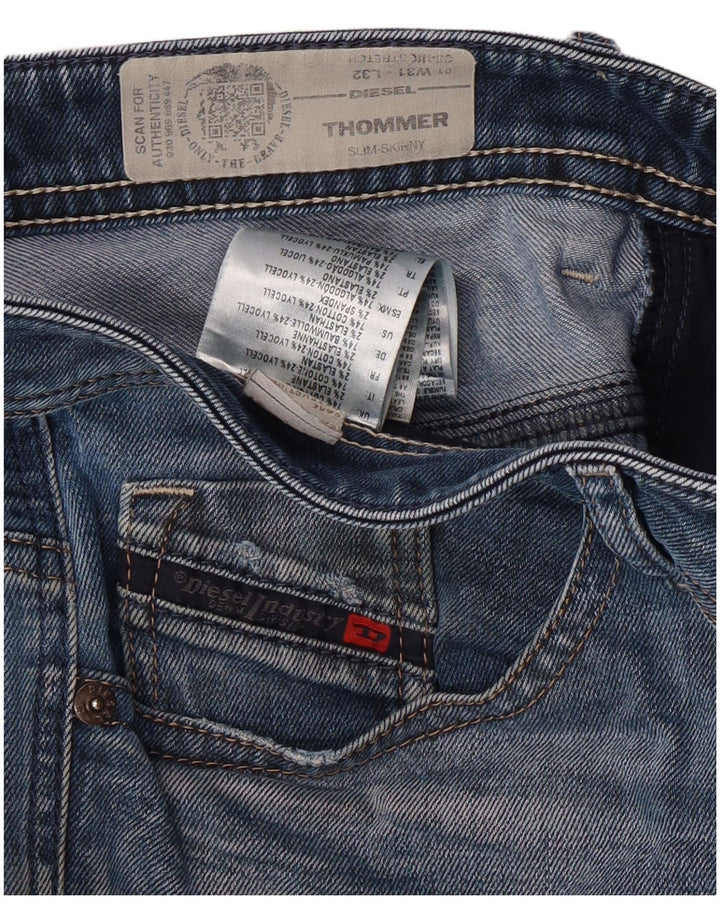 Diesel Hombre Thommer Vaqueros Ajustados Desgastados W31 L32 Algodón Azul
