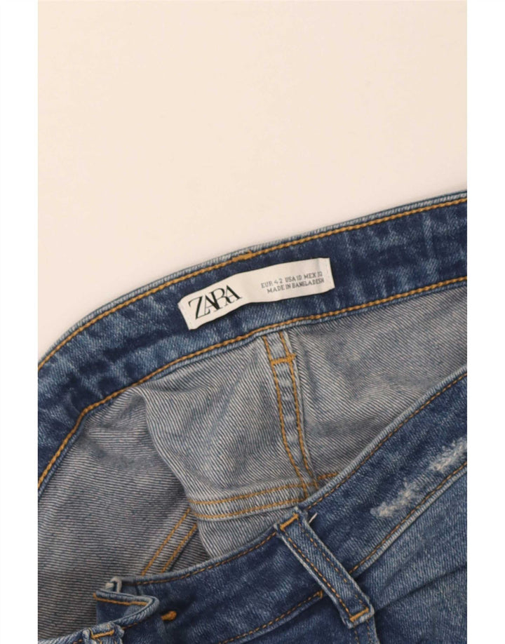 Zara Jeans rectos desgastados para mujer EU 42 Large W32 L28 Azul