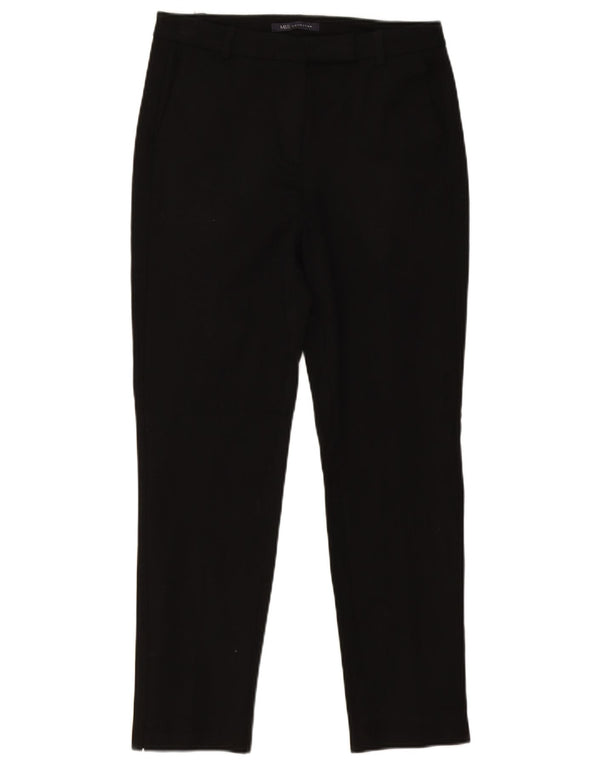 Marks & Spencer Womens Slim Suit Trousers UK 10 Small W28 L26 Black Viscose