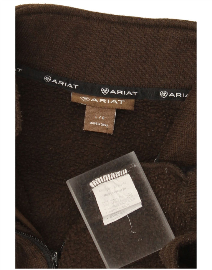 Ariat Mens Zip Neck Sudadera Jumper Grande Marrón Poliéster