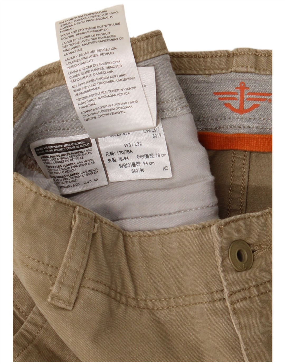 DOCKERS Pantalón chino ajustado para hombre W31 L32 Algodón beige