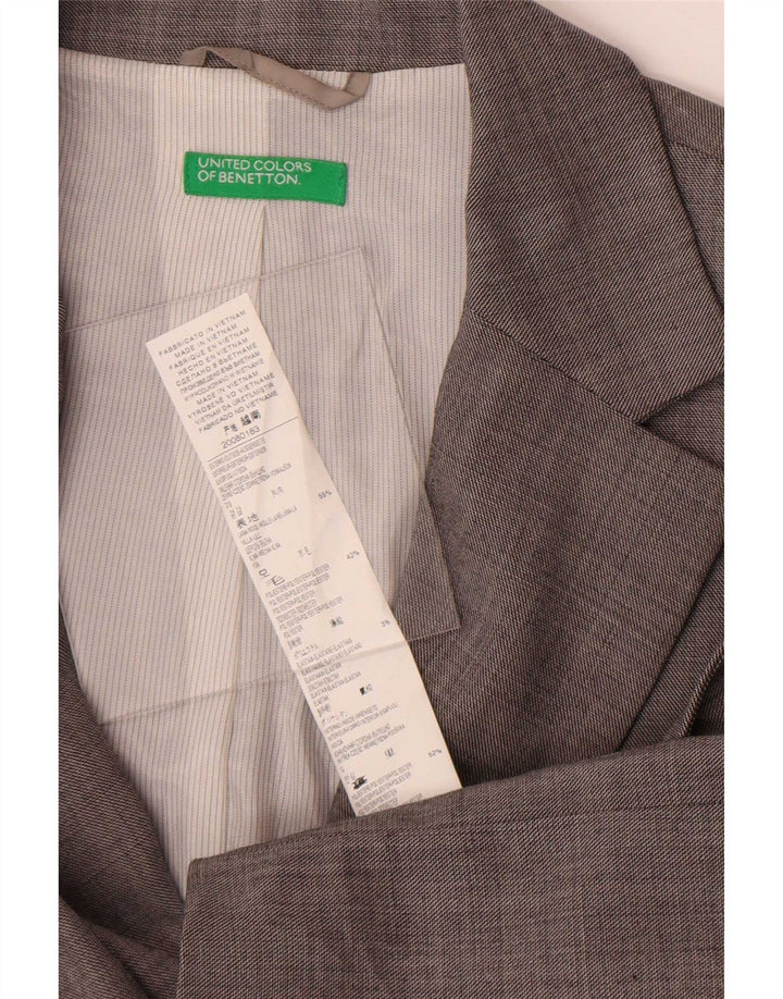 Chaqueta Blazer De 2 Botones Benetton IT 46 Large Lana Gris