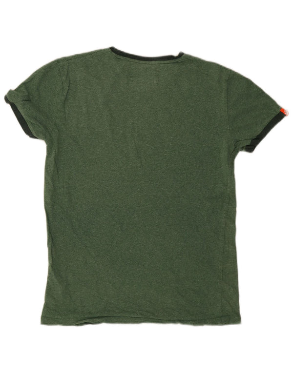 SUPERDRY Hombre Camiseta Top Small Verde Colorblock Algodón
