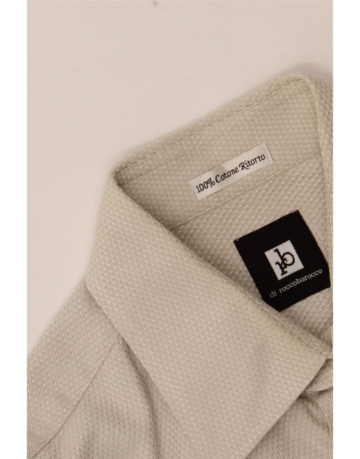 ROCCOBAROCCO Camisa Hombre Talla 41 16 Grande Beige Algodón