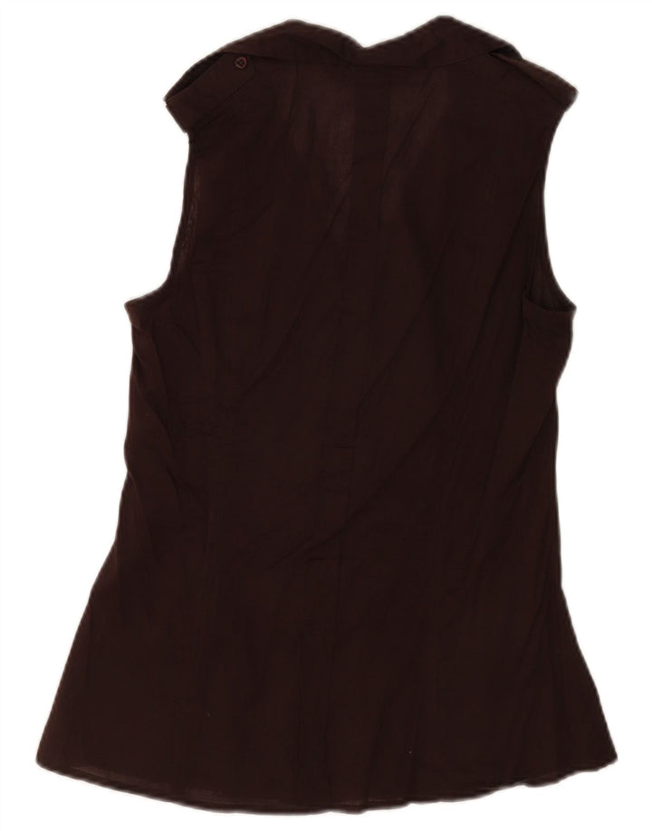 Zara Mujer Camisa Sin Mangas UK 42 Marrón Medio