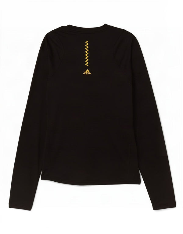 Adidas Mujer Gráfico Top Manga Larga Reino Unido 8/10 Pequeño Negro Poliéster