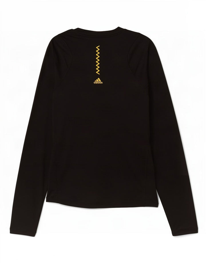 Adidas Mujer Gráfico Top Manga Larga Reino Unido 8/10 Pequeño Negro Poliéster