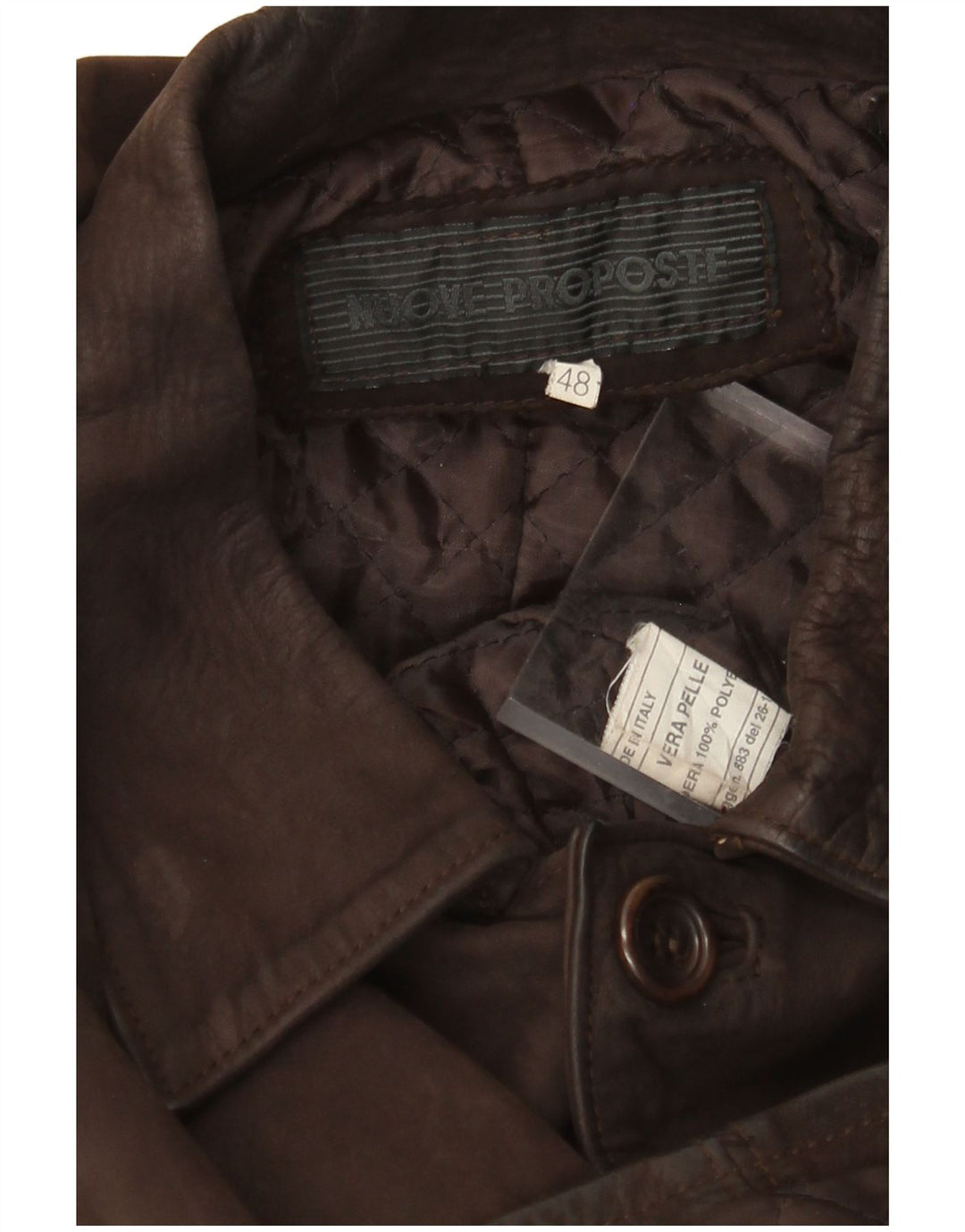 VINTAGE Chaqueta de cuero para hombre IT 48 Cuero marrón medio