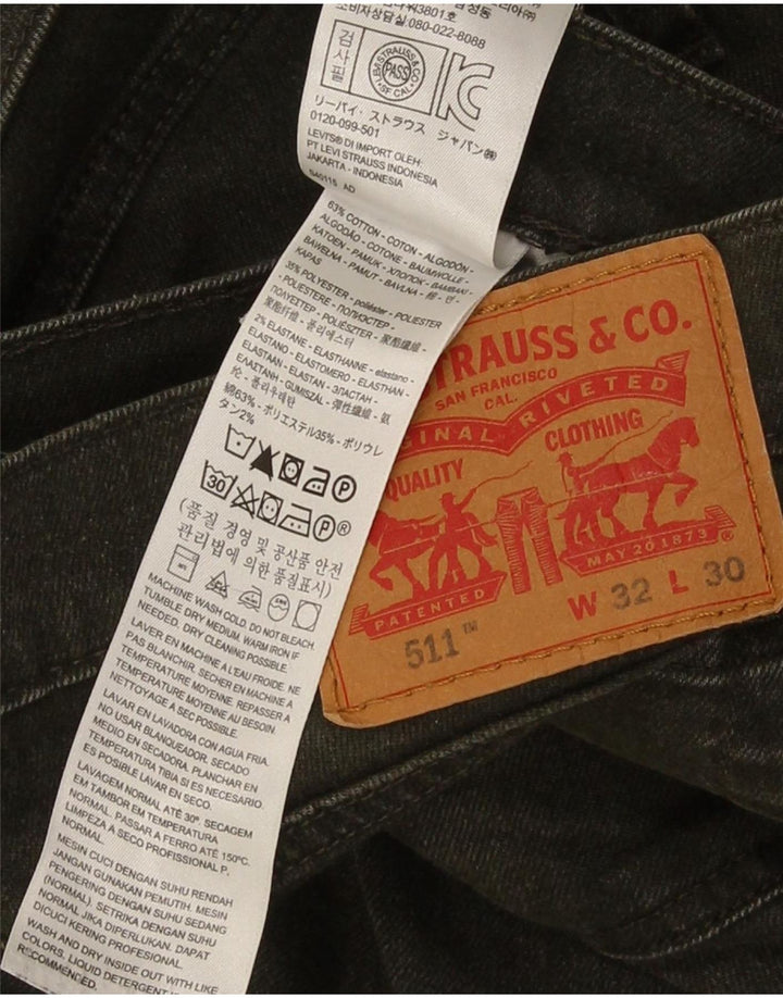 Levi's Hombre 511 Slim Jeans W32 L30 Algodón Verde