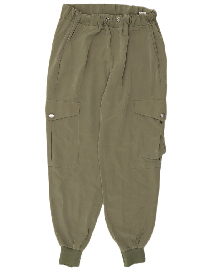 Zara Mujer Joggers Pantalones Cargo Pequeño W28 L27 Poliéster Caqui