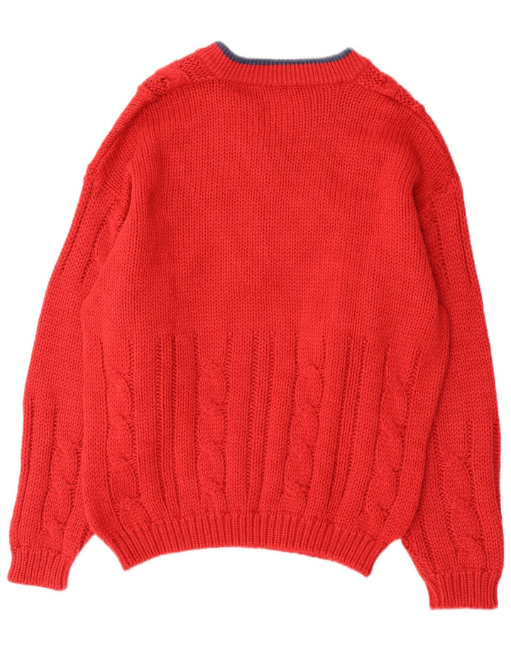 Consenso Hombre Jersey Gráfico Con Cuello En V De Lana Color Block Rojo Medio