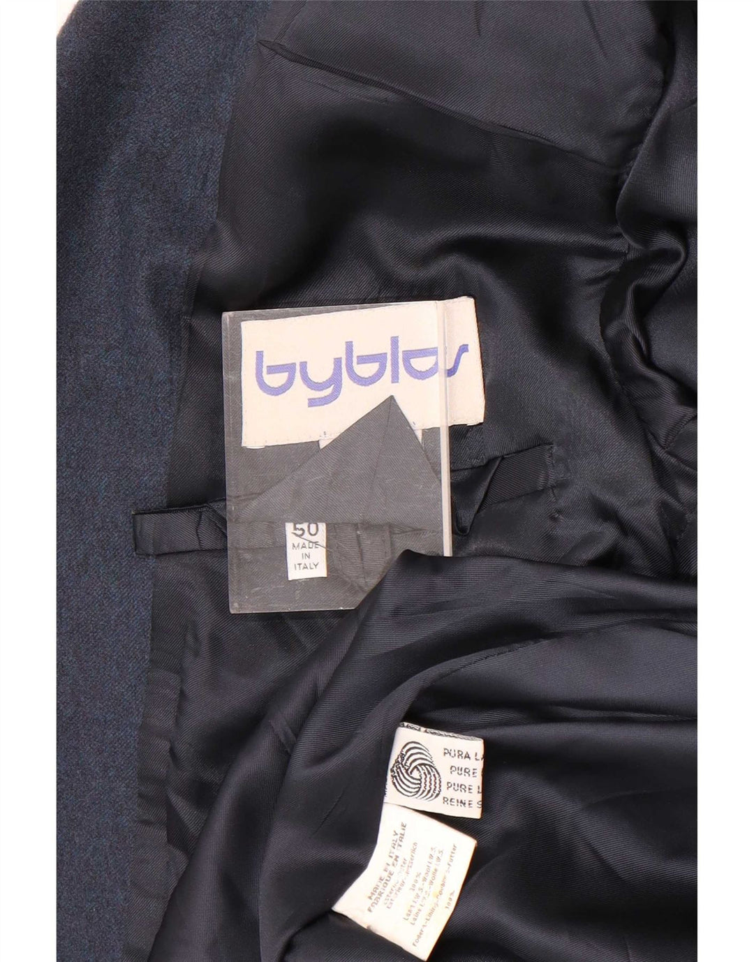 Byblos Chaqueta tipo blazer de 2 botones para hombre IT 50 Large Lana azul marino