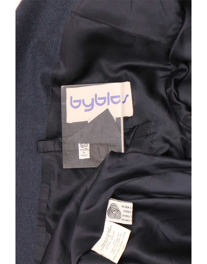 Byblos Chaqueta tipo blazer de 2 botones para hombre IT 50 Large Lana azul marino