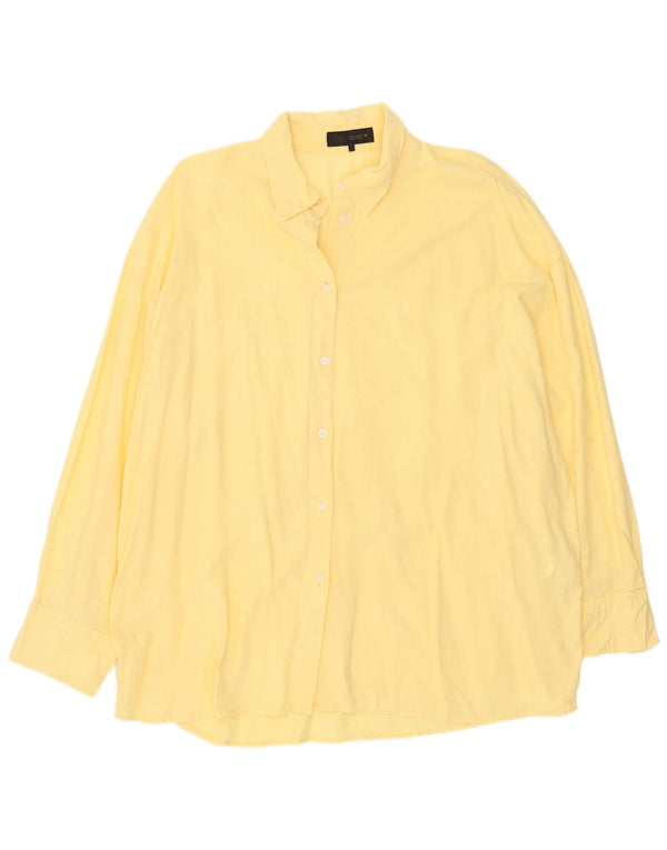 Zara Mujer Camisa Relaxed Fit ES 39 2XL Lino Amarillo