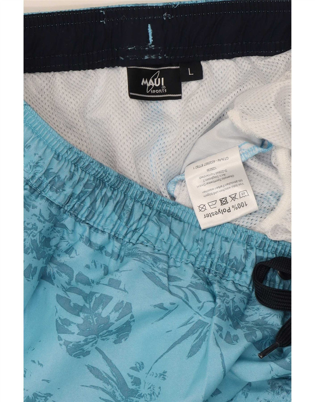 Bañador Vintage para Hombre Talla Grande Azul con Estampado Floral de Poliéster