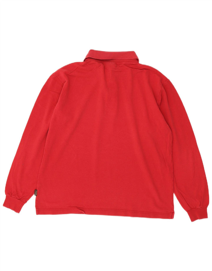 Rifle Polo de manga larga para hombre de algodón rojo medio