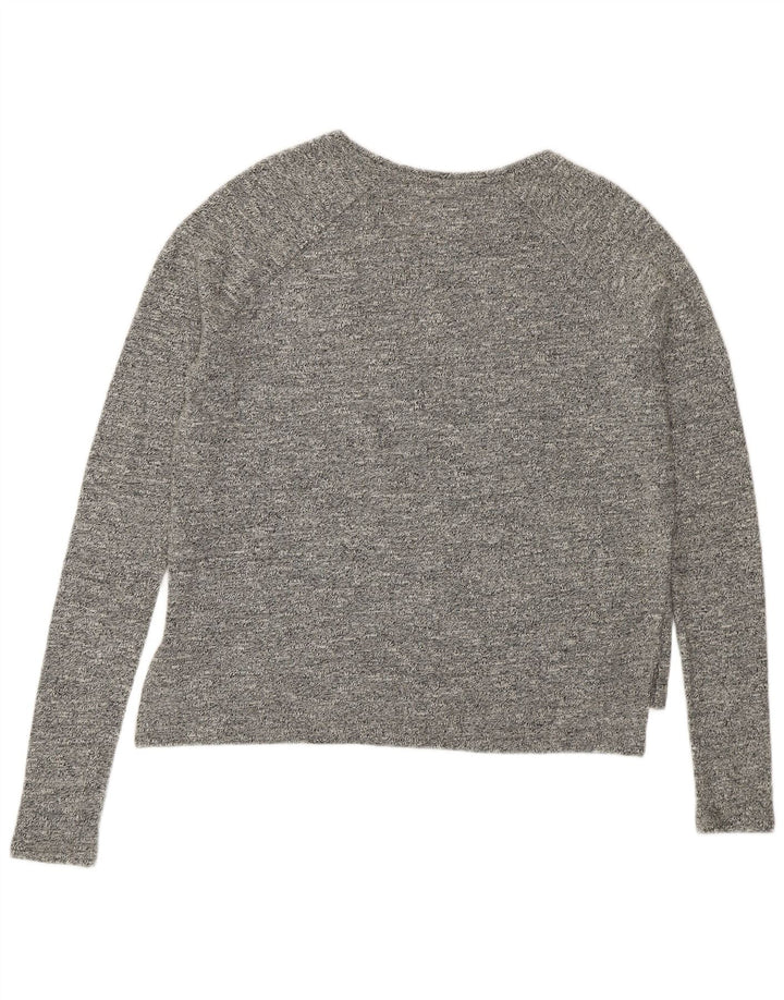 SUPERDRY Top gráfico extragrande para mujer, manga larga, talla 40, algodón gris pequeño