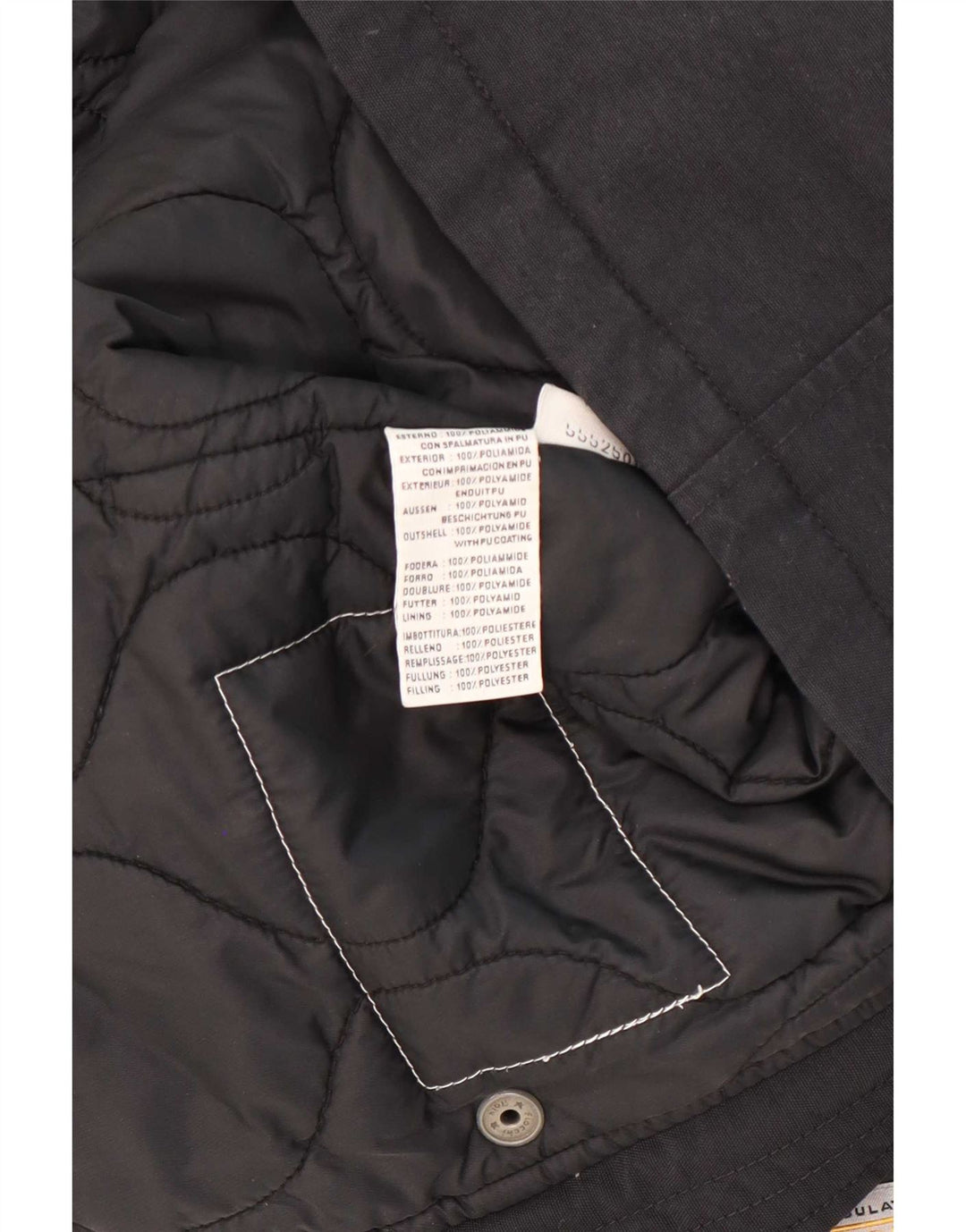 Vintage mujer con capucha Parka chaqueta Reino Unido 14 poliamida negra mediana